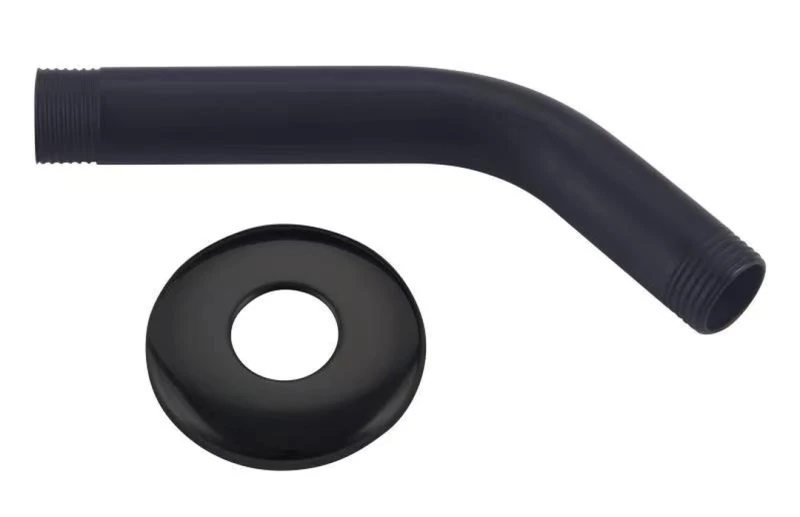 Brevik Shower Arm 128mm Brass CP Black
