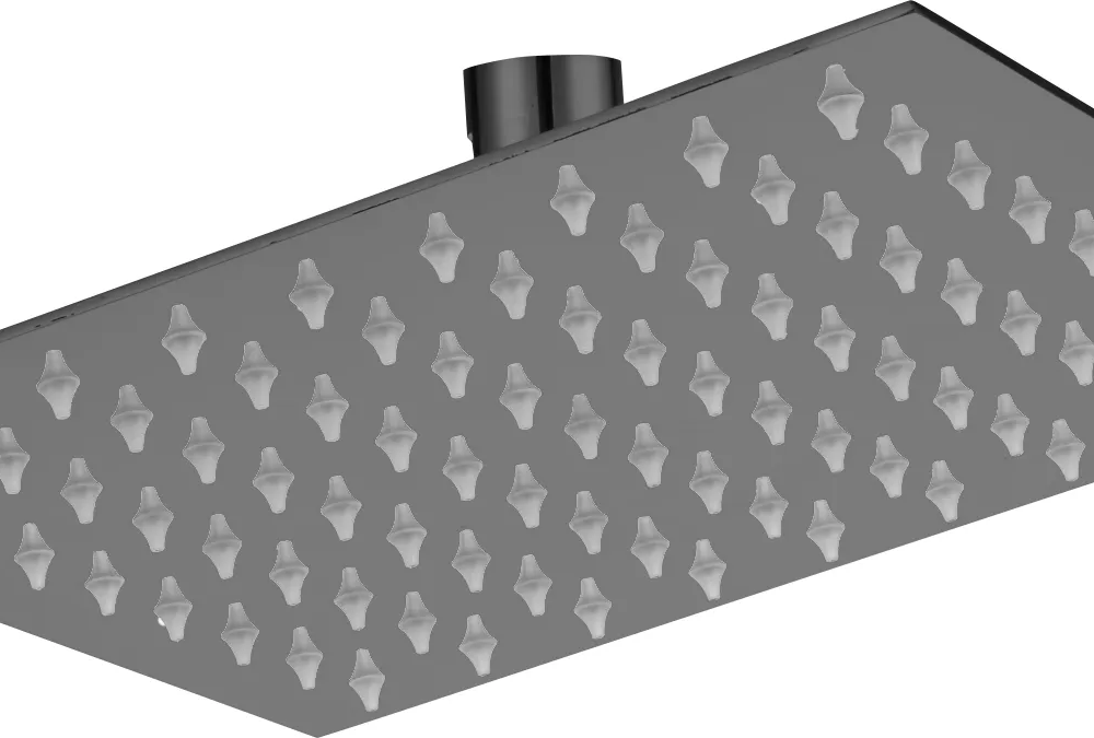 Brevik Square Shower Thin Shower Rose 304 SS 200mm Black
