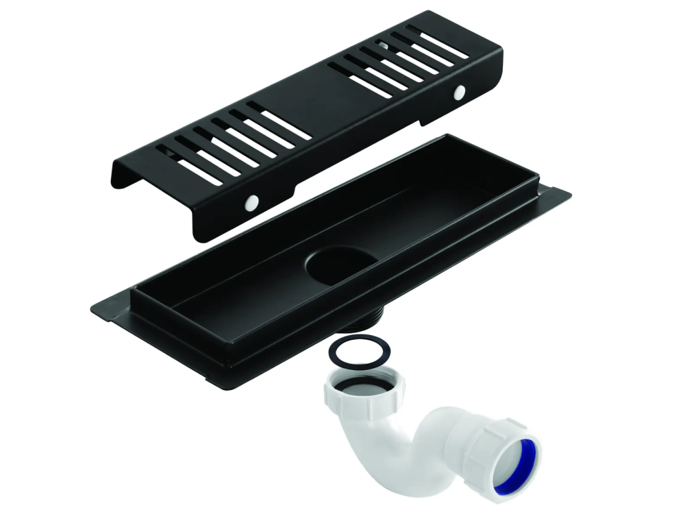 Brevik Shower Channel Black 250mm 304 Stainless Steel